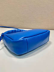 Prada Soft Mini Leather Tote Bag Blue Size 21x12x6cm - 6