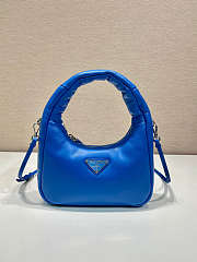 Prada Soft Mini Leather Tote Bag Blue Size 21x12x6cm - 2