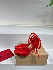 Christian Louboutin Cassia Lace Up Loubi Crepe Satin Red 10cm - 3