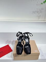 Christian Louboutin Cassia Lace Up Loubi Crepe Satin Black 10cm - 6