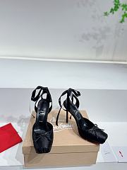 Christian Louboutin Cassia Lace Up Loubi Crepe Satin Black 10cm - 4