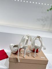Christian Louboutin Cassia Lace Up Loubi Crepe Satin White 10cm - 2