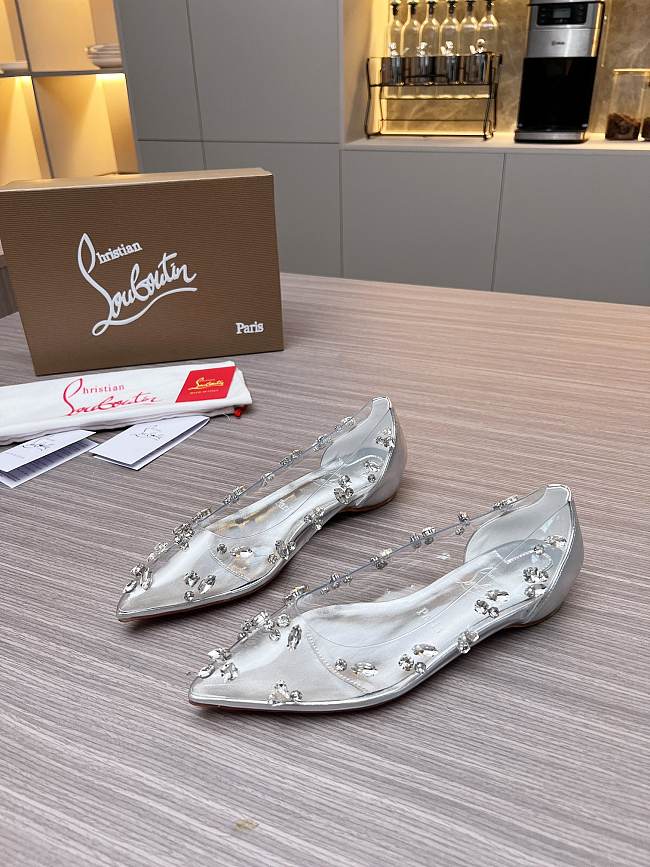 Christian Louboutin Follies Strass Flat Silver - 1