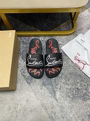 Christian Louboutin Graphic Print Slide Black  - 3