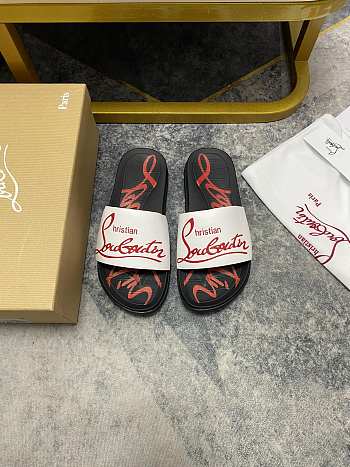 Christian Louboutin Graphic Print Slide Black White