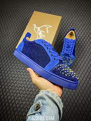 Christian Louboutin Louis Junior Spikes Orlato Flat Blue Glitter - 5