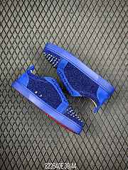 Christian Louboutin Louis Junior Spikes Orlato Flat Blue Glitter - 4