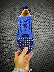 Christian Louboutin Louis Junior Spikes Orlato Flat Blue Glitter - 3