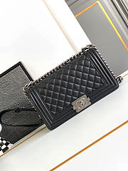 Chanel Boy Handle Logo Black Silver Size 25x8x14CM - 4