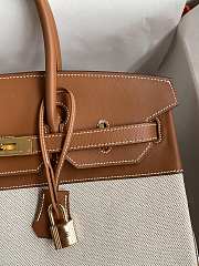 Hermes Birkin 25 Ecru Gold Toile Canvas HM45H1 Size 25x19x12cm - 4