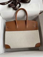 Hermes Birkin 25 Ecru Gold Toile Canvas HM45H1 Size 25x19x12cm - 5