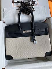 Hermes Birkin 25 Ecru Gold Toile Canvas HM45H2 Size 25x19x12cm - 1