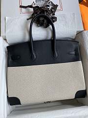 Hermes Birkin 25 Ecru Gold Toile Canvas HM45H2 Size 25x19x12cm - 4