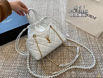 Saint Laurent Puffer Bucket White Bag Size 23x23x12cm