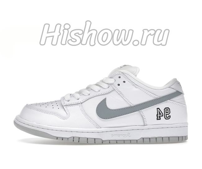 Nike SB Dunk Low Supreme 94 White Metallic Silver HQ8487-100 - 1