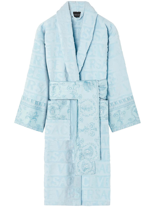 Versace Baroque Bathrobe In Blue - 1