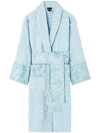 Versace Baroque Bathrobe In Blue