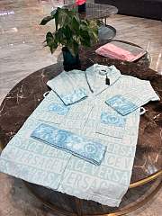 Versace Baroque Bathrobe In Blue - 4