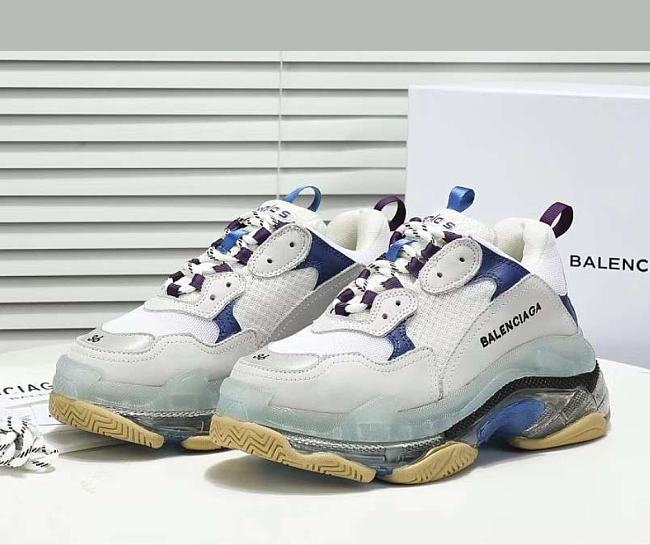 Balenciaga Triple S Clear Sole White Blue  - 1