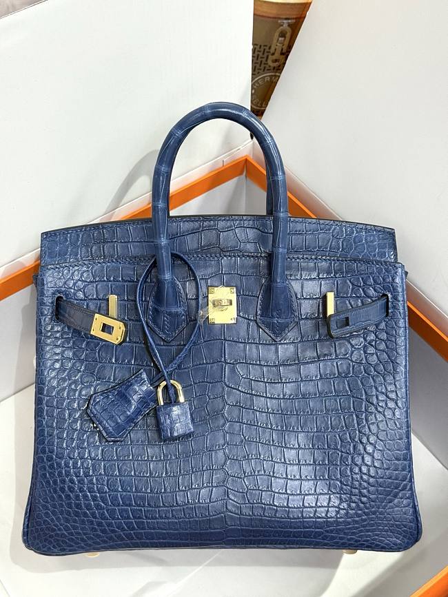 Hermes 25 Alligator Sapphire H66300 Size 25cm - 1