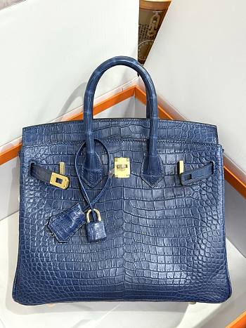 Hermes 25 Alligator Sapphire H66300 Size 25cm