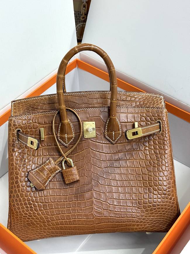 Hermes 25 Alligator Sapphire H66301 Size 25cm - 1