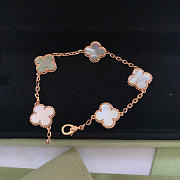 Van Cleef Vintage Alhambra Bracelet Rose Gold 5 Motifs White - 3