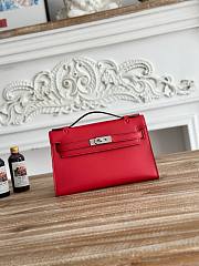 Hermès Kelly Pochette Rouge HM0157 Size 21x12x6cm - 4
