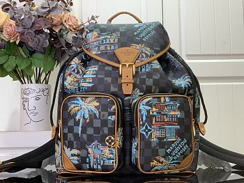 LV Montsouris Cargo Backpack Marina Blue Size 40x17x34cm