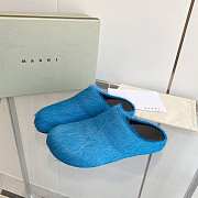 Marni Long Hair Calfskin Fussbett Sabot Mule Mineral Blue SBMR000600P412200B46 - 5