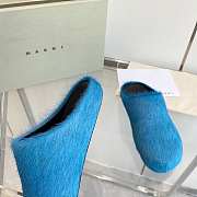 Marni Long Hair Calfskin Fussbett Sabot Mule Mineral Blue SBMR000600P412200B46 - 3