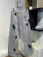 Chrome Heart Jeans Gray with Black cross patch - 6
