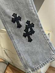 Chrome Heart Jeans Gray with Black cross patch - 5