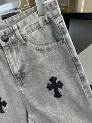 Chrome Heart Jeans Gray with Black cross patch - 4