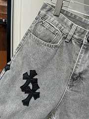 Chrome Heart Jeans Gray with Black cross patch - 3