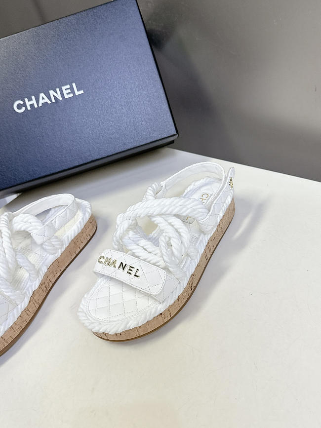 Chanel Dad sandals in white quilted leather and rope - 1