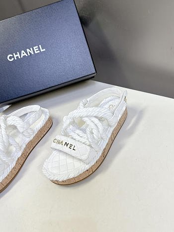 Chanel Dad sandals in white quilted leather and rope