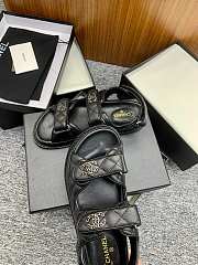 Chanel CC Quilted Dad Sandals in Black (Silver Hardware) - 6