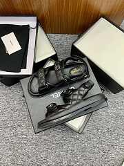 Chanel CC Quilted Dad Sandals in Black (Silver Hardware) - 5