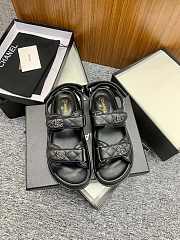 Chanel CC Quilted Dad Sandals in Black (Silver Hardware) - 4