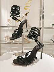 René Caovilla Chandelier Heels Crystals Black - 6