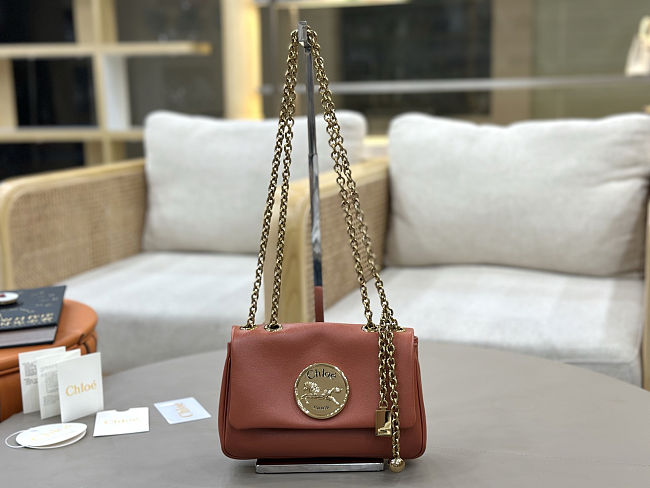 Spring 2026 Chloe Heritage Gold Coin Chain Bag Orange 21*13*5cm - 1