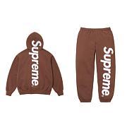 Supreme Satin Applique Hooded Sweatshirt & Sweatpant Set Brown - 4