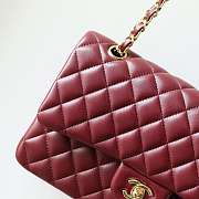 Chanel Medium Classic Double Flap Bag Wine Red Lambskin Gold Hardware 25cm - 4