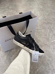 Women's Super-Star in black nappa with black star and glitter heel tab - 6