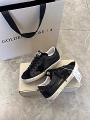 Women's Super-Star in black nappa with black star and glitter heel tab - 2