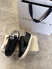 Women's Super-Star in black nappa with black star and glitter heel tab - 3