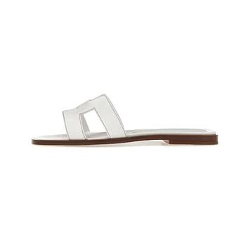 Hermes Oran Sandal Blanc Box Calfskin Leather H021056Z