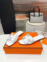 Hermes Oran Sandal Blanc Box Calfskin Leather H021056Z - 6