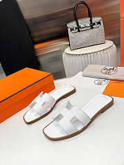 Hermes Oran Sandal Blanc Box Calfskin Leather H021056Z - 3